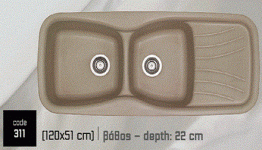 Συνθετικός Νεροχύτης με 2 γούρνες και πάγκο αποστράγγισης
Βάθος: 22 cm
Ερμάριο: 90cm
Αντιστρεφόμενος